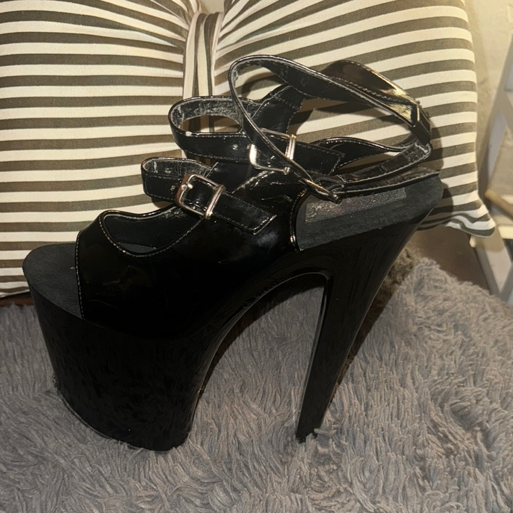 Black Strappy Platform Heels - image 1